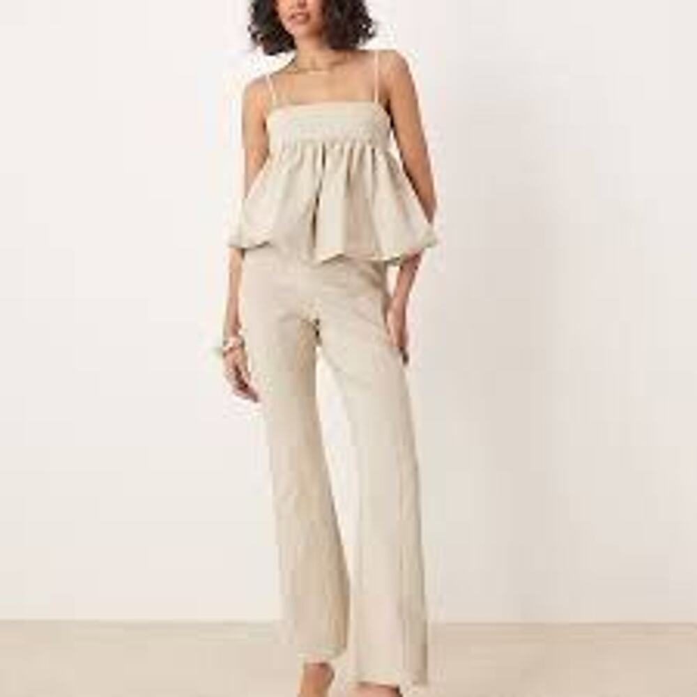 NWT ASOS DESIGN 12 Large structured peplum jumpsuit in ivory